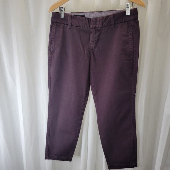 J. Crew Scout Plum Purple Cropped Cotton Low Rise Chino Pants, 4 - Picture 1 of 9
